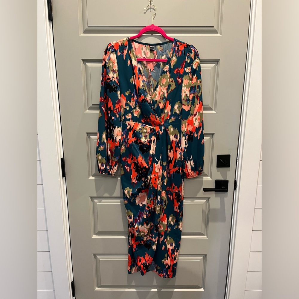 SHEIN Multicolor Abstract Long Sleeve Dress